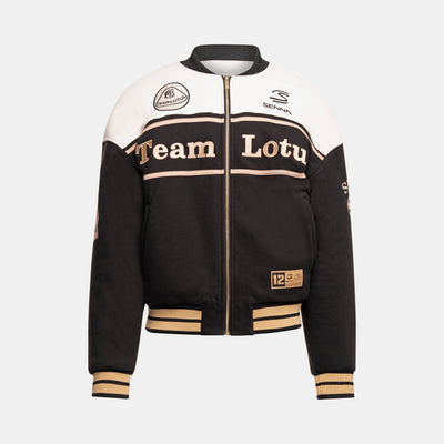 Senna x Team Lotus Oversize Full Zip Varsity Jacket - Black