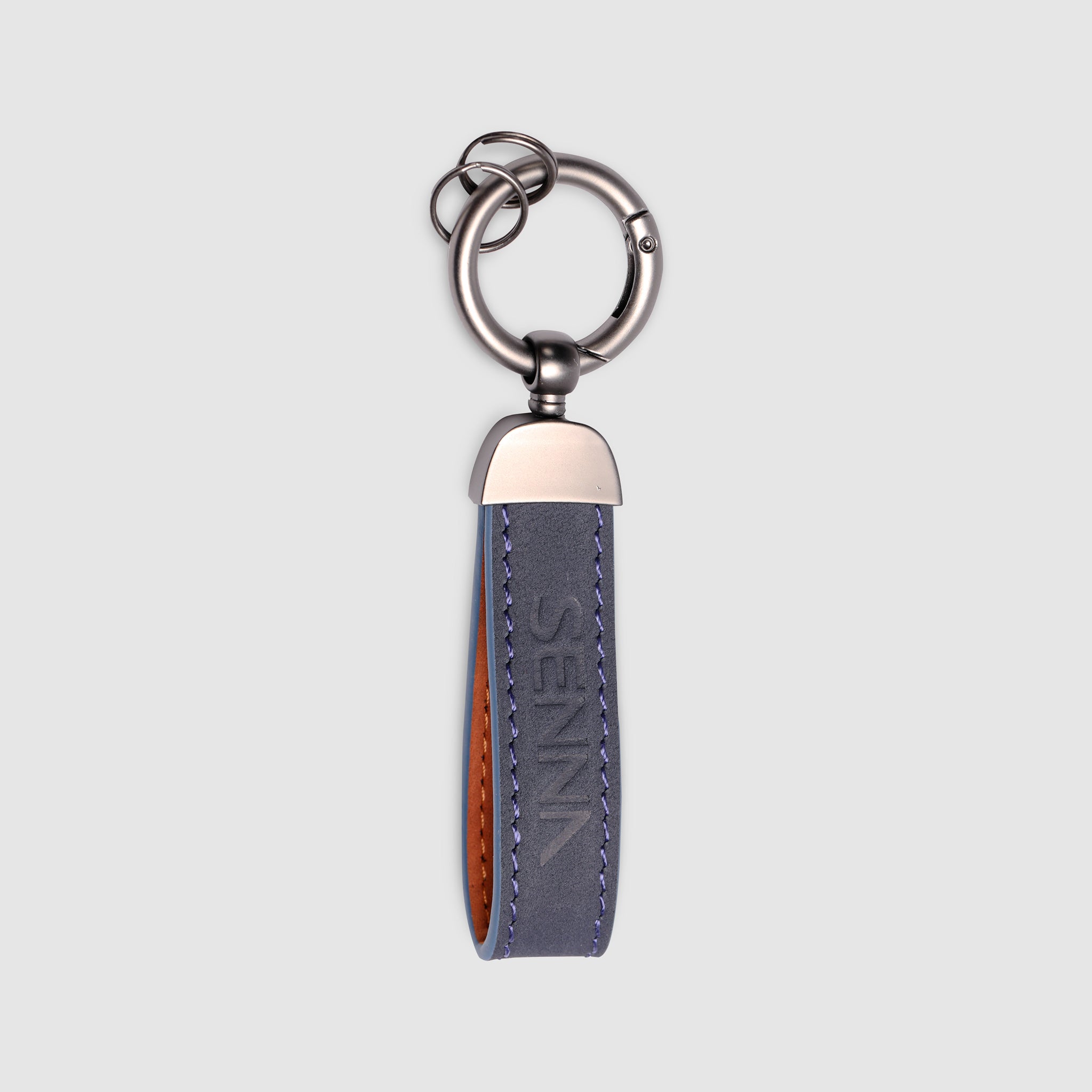 Senna Leather & Metal Keychain Navy One Size | Senna Store