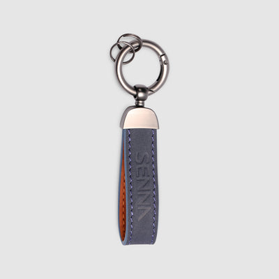 Senna Leather & Metal Keychain - Navy