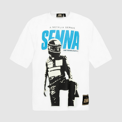 Senna Netflix Legend Lives On Oversize Tee - White