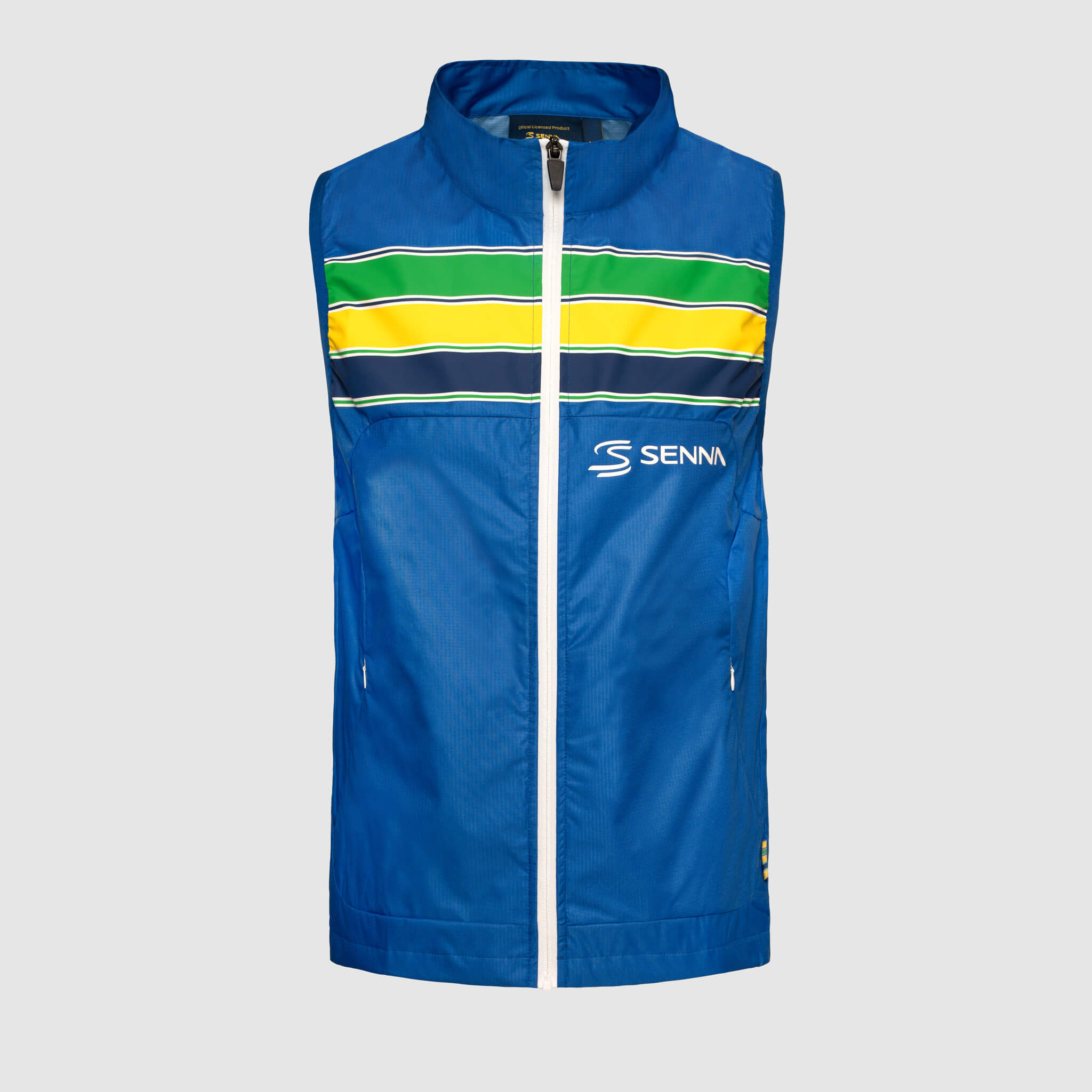 Senna Stripe Windbreaker Vest Blue | Senna Store